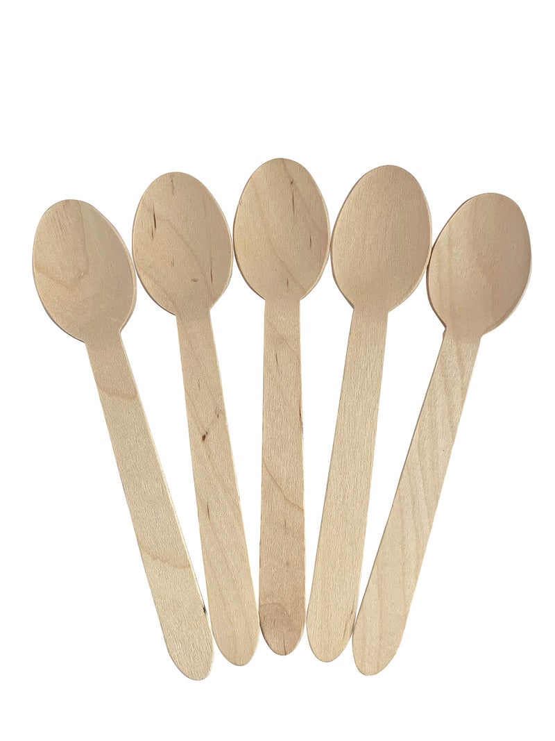 KingSeal Disposable Birch Wood Cutlery Spoons, Biodegradable and Earth Friendly, 6.25 Inch Length - 1 Pack of 100 pcs - Image 1